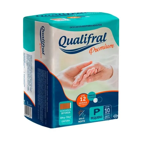 Fralda Geriátrica Qualifral Premium Qualifral P Alta Absorvência 10 Unidades