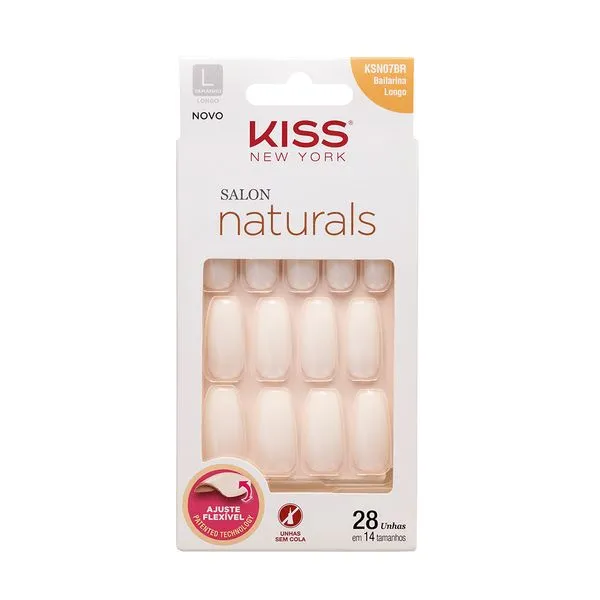 Unha Postiça Kiss NY Salon Naturals 28 Unidades