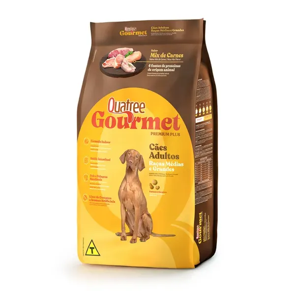 Ração Quatree Gourmet Cães Adultos Raças Médias e Grandes 15 kg