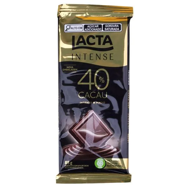 Tablete de Chocolate Intense 40% Cacau Lacta 85g