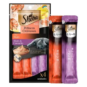 Petisco Sheba Cremoso para Gatos Atum e Atum com Camarão 48 g
