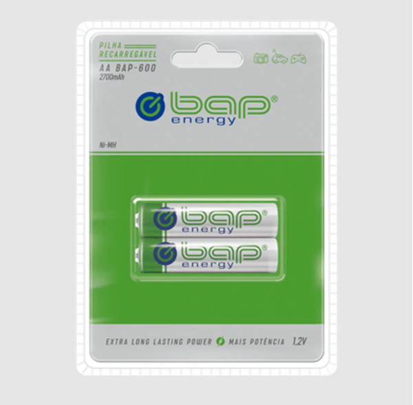 Pilha Bap Energy Recarregavel AA 2 Unidades