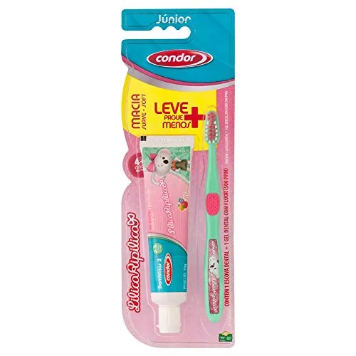 Escova Dental Infantil Condor Lilica Macia 2 a 5 Anos + Gel Dental Infantil