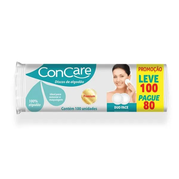 Algodão Concare Discos Faciais Leve 100 Pague 80 Unidades
