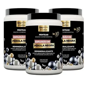 Kit 3 Cremes de Pentear Explosão Pérola Negra 1kg Bn.Cachos