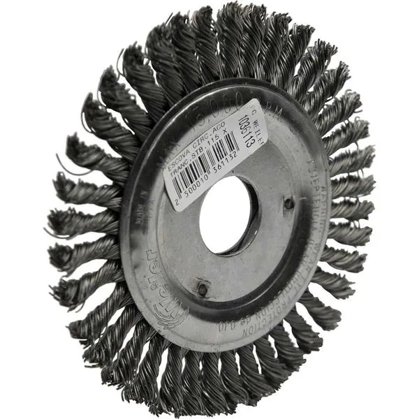 Escova circular de aço trançado 115 mm x 5 mm furo 22 mm 13234 - WEILER