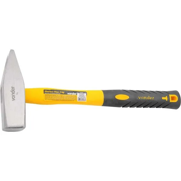 Martelo Pena 1kg com Cabo Fibra de Vidro Emborrachado - VONDER