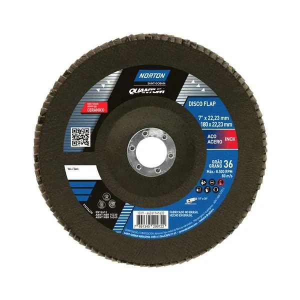 Disco de desbaste lixa flap 180x22,23 G36 66261141632 - NORTON