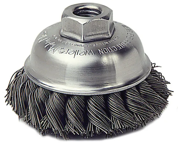 Escova de aço 100 mm tipo copo fios 0,60 mm em aço inox ondulada - WEILER