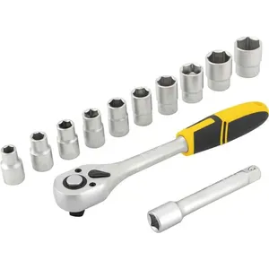 Jogo de Soquetes Sextavados Encaixe 1/2" 10a24mm Catraca 12 Peças VONDER