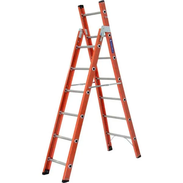 Escada extensível em fibra de vidro 6x12 degraus 2,13 m x 3,85 m COGUMELO