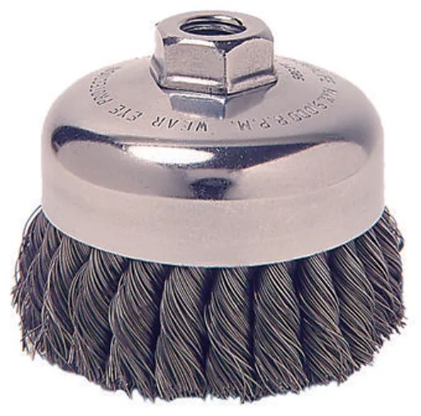 Escova copo em aço trançado 100 mm M14 fio 0,6 mm 12313 - WEILER