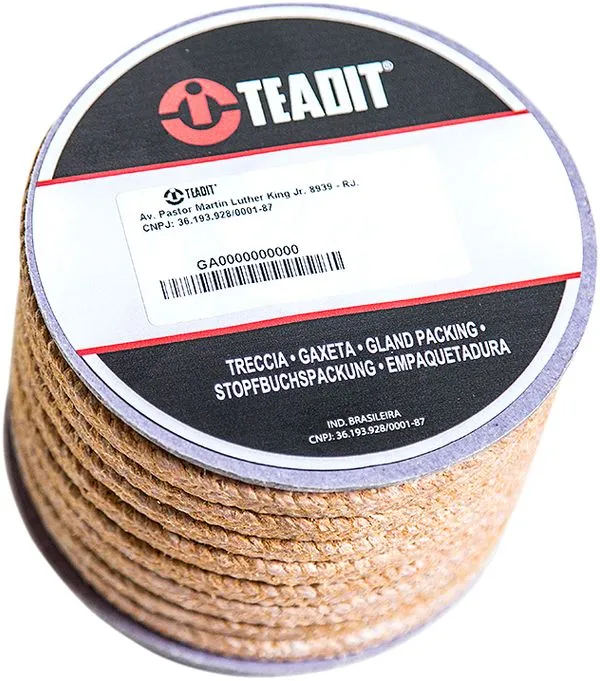 Gaxeta quadrada de fibra fenólica com PTFE 12,7 mm 2 kg 2774 - TEADIT