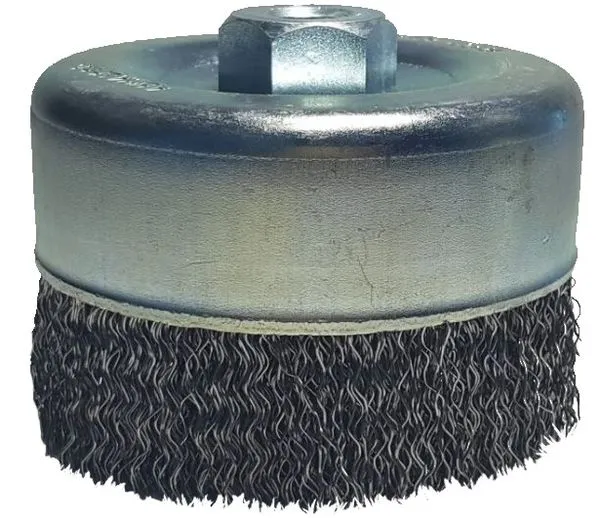 Escova Copo Aço Ondulado 75x M14 com Fio 0,5mm 8500RPM 7500 - Abrasfer