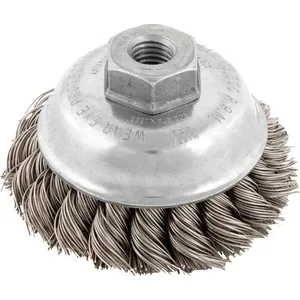 Escova copo 90 mm fio 0,60 mm M14 Aço trançado Inox - Weiler