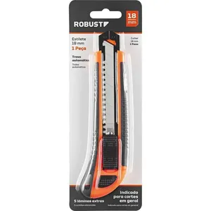 Estilete largo cabo emborrachado com 5 lâminas 18 mm 3370139 - ROBUST