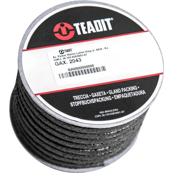 Gaxeta Quadrada de Fios de Aramida PTFE e Grafite 25,4mm 5 kg 2043 TEADIT