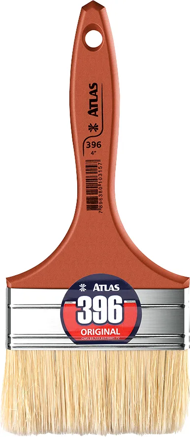 Pincel de Cerda Branca 4" Popular Cabo Marrom 396/9 - ATLAS