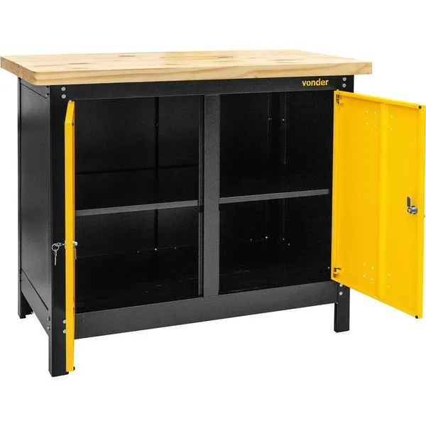 Bancada fechada com tampo de madeira 2 portas 1.100mmx920mmx600mm VONDER