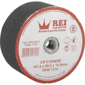 Rebolo copo reto 101,6 mm x 50,8 mm rosca M14 grão 120 M5B 11705 REI