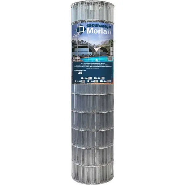 Tela alambrado malha 15 cm x 5 cm fio 2,3 mm com 1,8 mx25 m 2727 - MORLAN