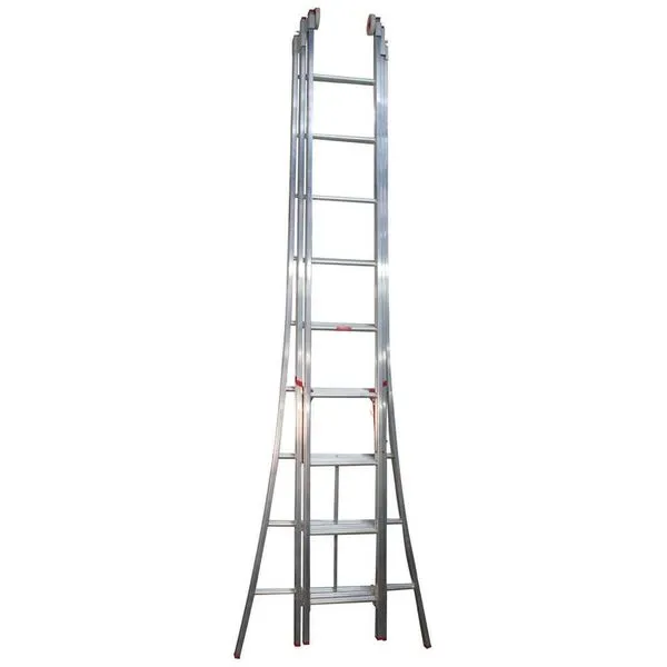 Escada de Alumínio Extensível (4 em 1) 3 Lances 24 Degraus 5,53m - Alulev