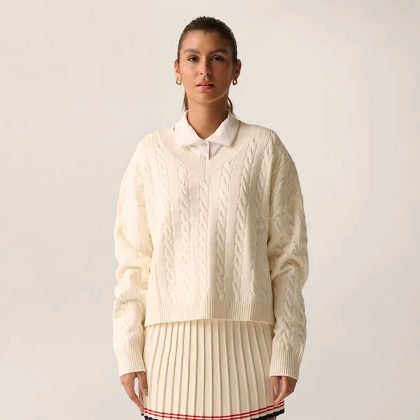 Casaco Fila Baseline Chunky V-Neck Sweater V-Neck Sweater Feminino GG