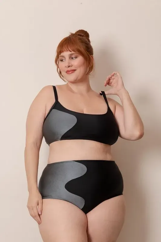 Top Puzzle Plus Size Cinza-G