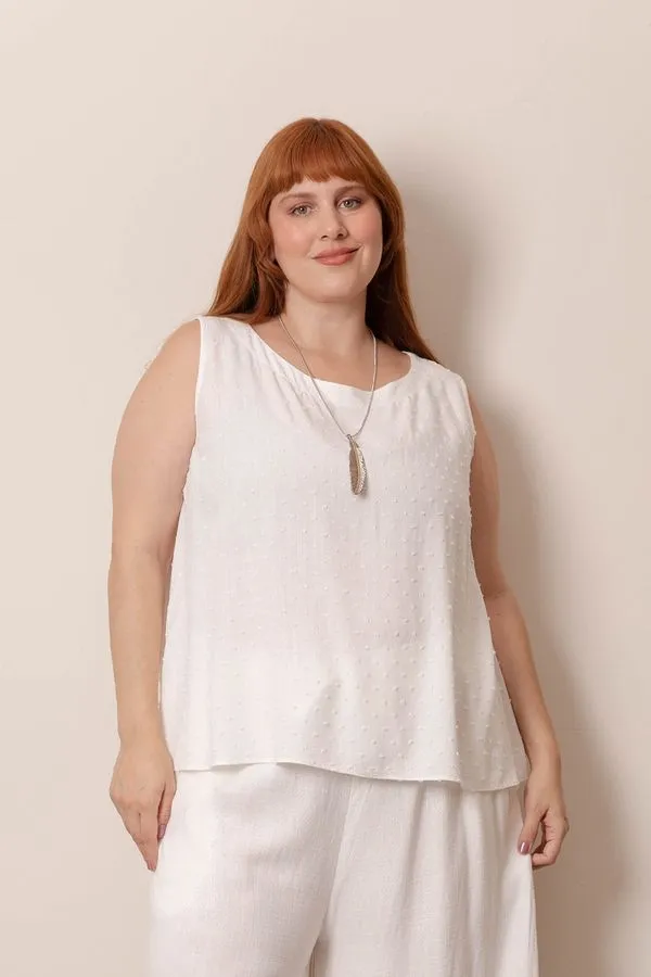 Regata Viscose Maquinetada com Fenda Plus Size Off White-GG