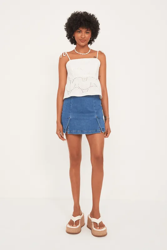 short saia jeans fendas JEANS 42