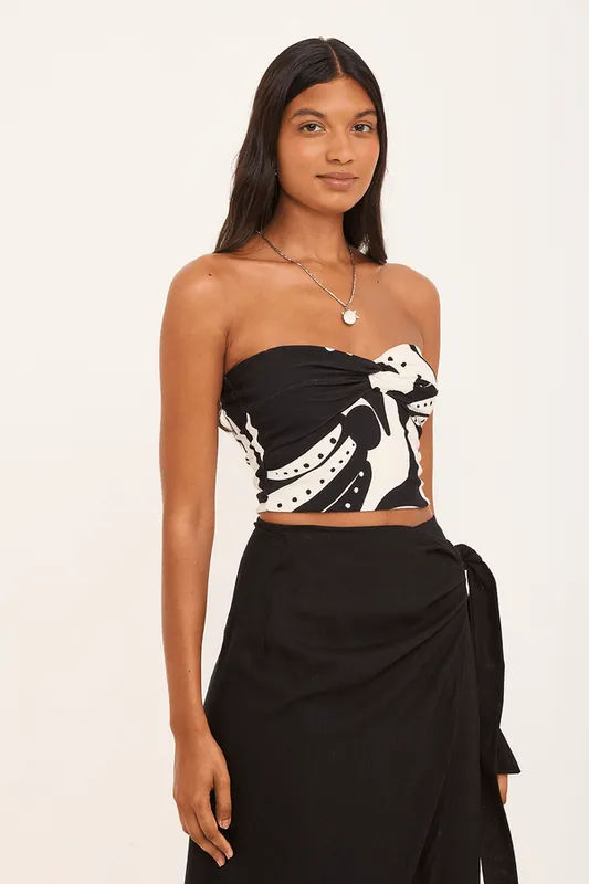 cropped sem alça luna malha EST. FLORAL DO PONTAL G