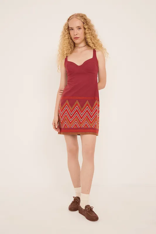 vestido daniela curto busto recortado alça larga VINHO BOHO P