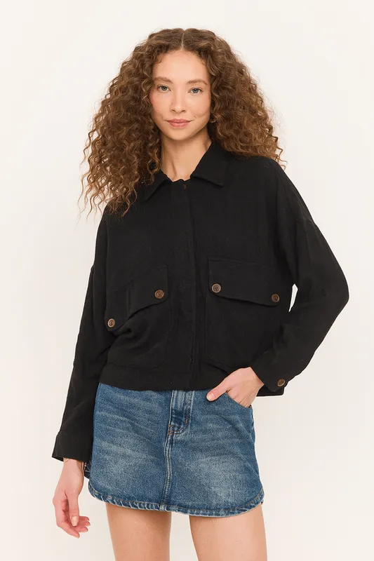casaco josie bolsos tunel costas PRETO G
