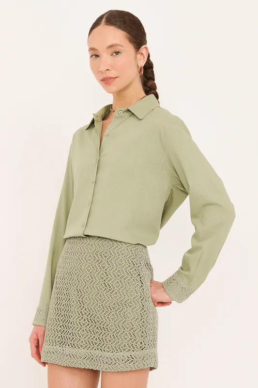 saia manuela curta bainha fraldada VERDE SHANGRILA G
