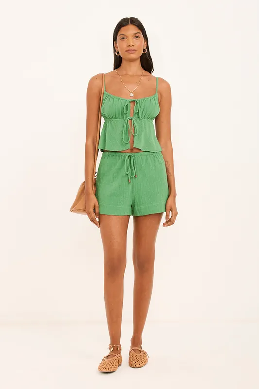 short jamile cós regulável recortado VERDE TROPICOS P