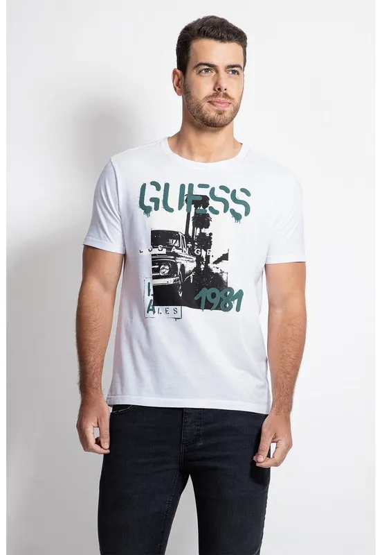 Camiseta Silk Sta Monica Guess Branco