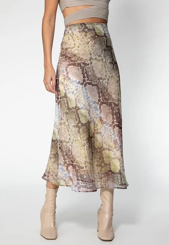 Saia Longa Glam Snake Guess Marrom