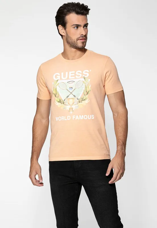 Camiseta Guess Silk Badminton Salmão