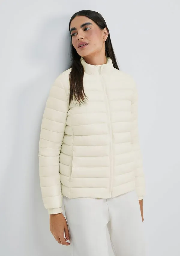 Jaqueta Básica Feminina Puffer Matelassê - Off white XG