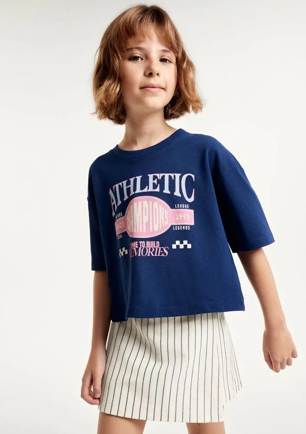 Blusa Infantil Menina Box Oversized Super Cotton - Azul 010