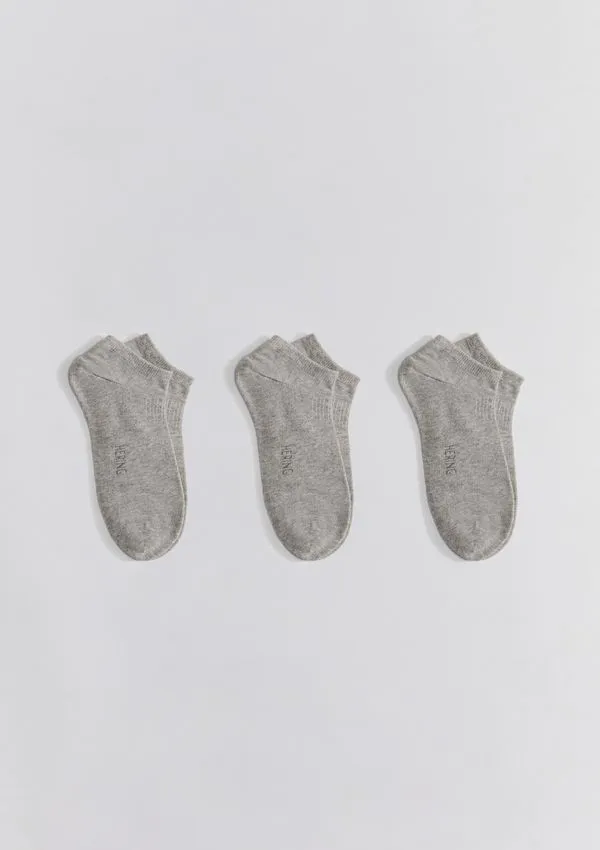 Kit 3 Pares De Meias Soquete Unissex - Cinza M