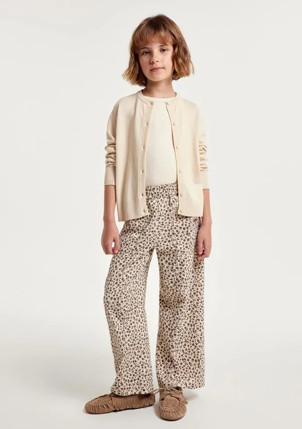 Calça Infantil Menina Wide Leg Texturizada - Off white 012
