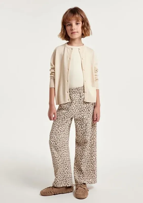 Calça Infantil Menina Wide Leg Texturizada - Off white 012