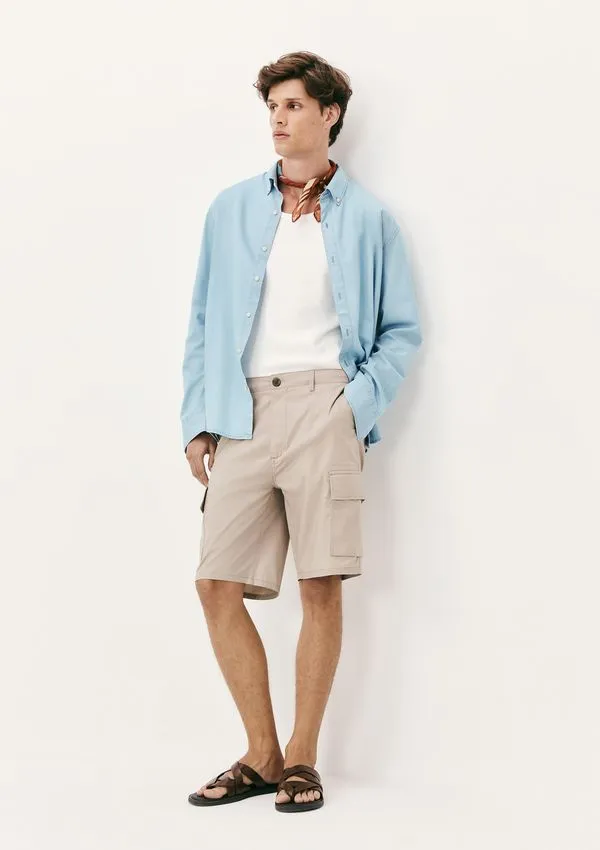 Bermuda Masculina Cargo Reta - Bege 040