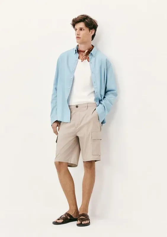 Bermuda Masculina Cargo Reta - Bege 040