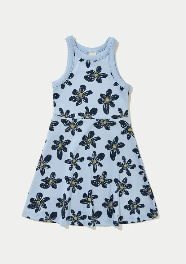 Vestido Infantil Curto Em Ribana Canelada - Azul 016