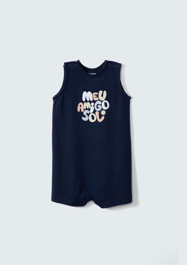 Macacão Regata Bebê Menino Com Estampa - Azul 03M