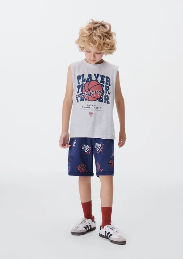 Conjunto Curto Infantil Menino Com Estampa - Azul 005