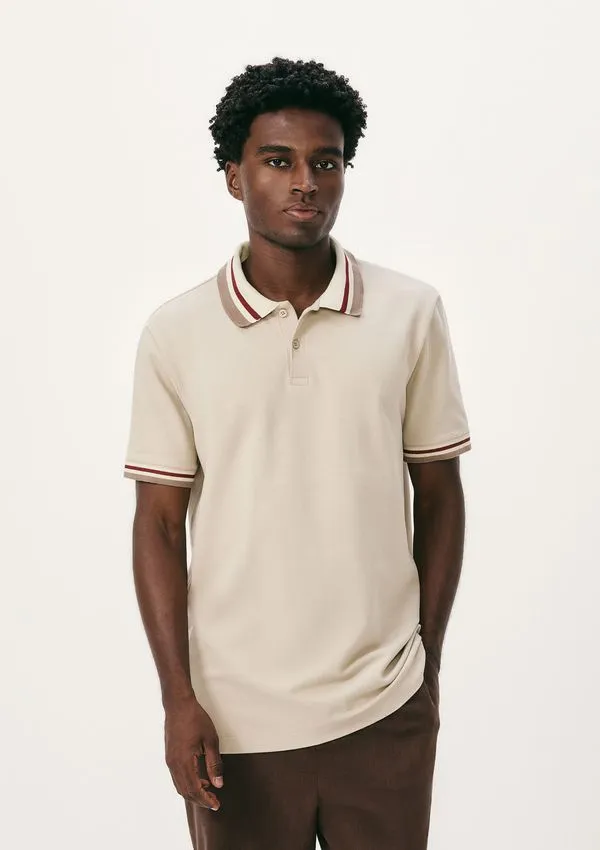 Camisa Polo Masculina Manga Curta Com Retilínea - Creme XXG
