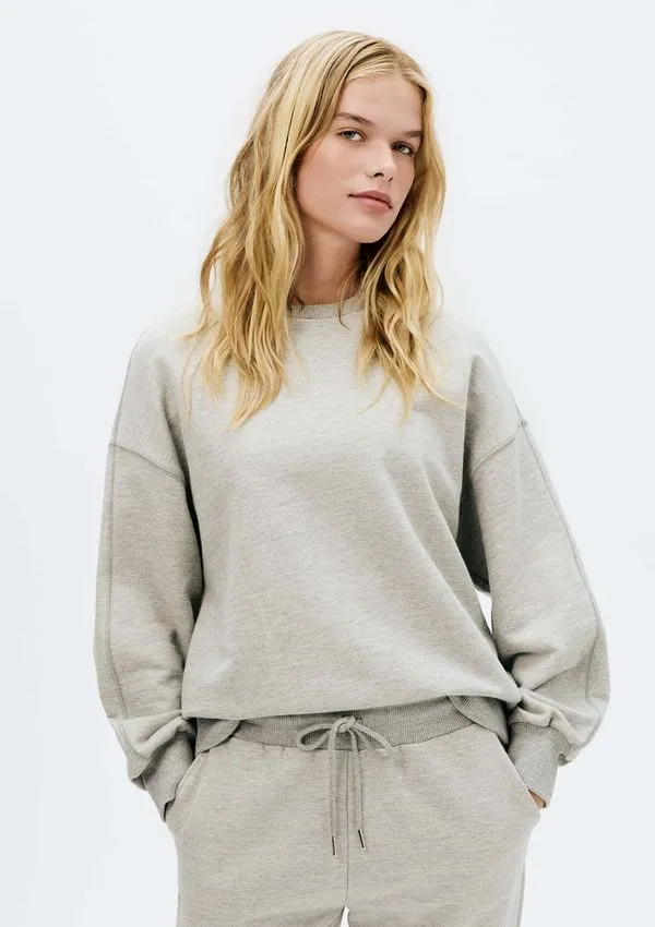 Blusão Básico Feminino Comfort Em Moletom - Cinza XP